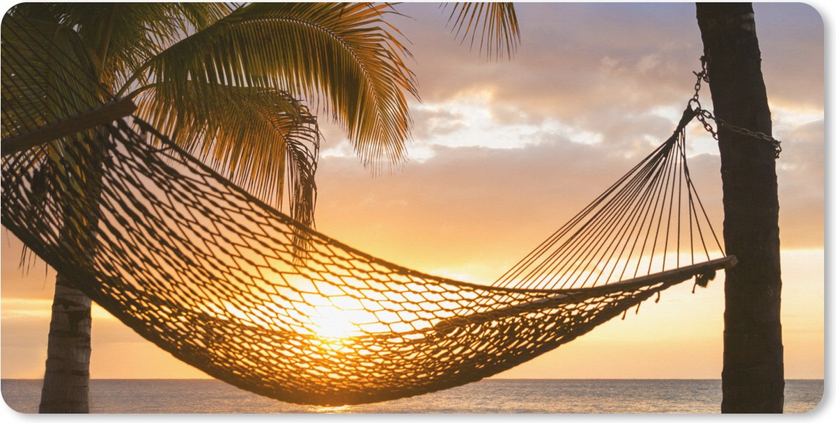 Muismat XXL 80x40 cm - Bureau onderlegger - Bureau mat Hangmat op het Caribische strand - Bureaumat - Gaming mousepad xl - Bureaulegger groot - Computer deskmat