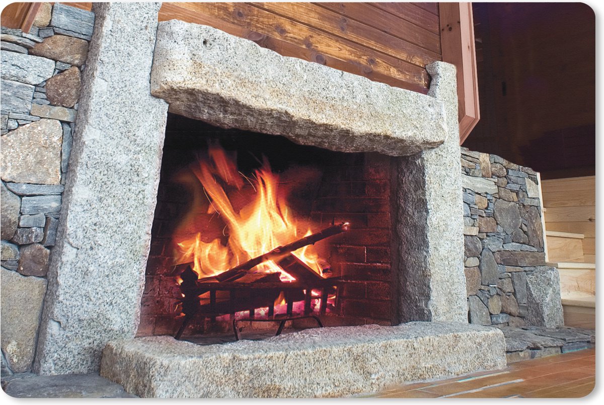 Muismat XXL 120x80 cm - Bureau onderlegger - Bureau mat Stenen open haard - Bureaumat - Gaming mousepad xl - Bureaulegger groot - Computer deskmat