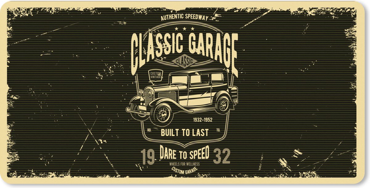 Muismat XXL 120x60 cm - Bureau onderlegger - Bureau mat Mancave - Auto - Garage - Retro - Bureaumat - Gaming mousepad xl - Bureaulegger groot - Computer deskmat