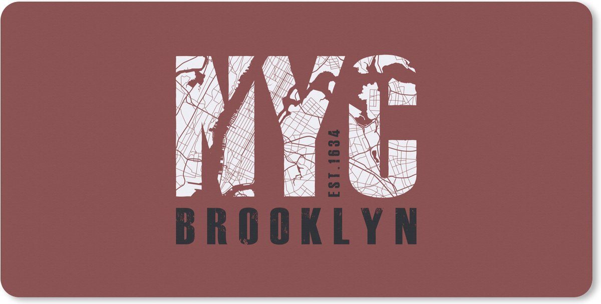 Muismat XXL 120x60 cm - Bureau onderlegger - Bureau mat New York - Plattegrond - NYC - Bureaumat - Gaming mousepad xl - Bureaulegger groot - Computer deskmat - Stadskaart