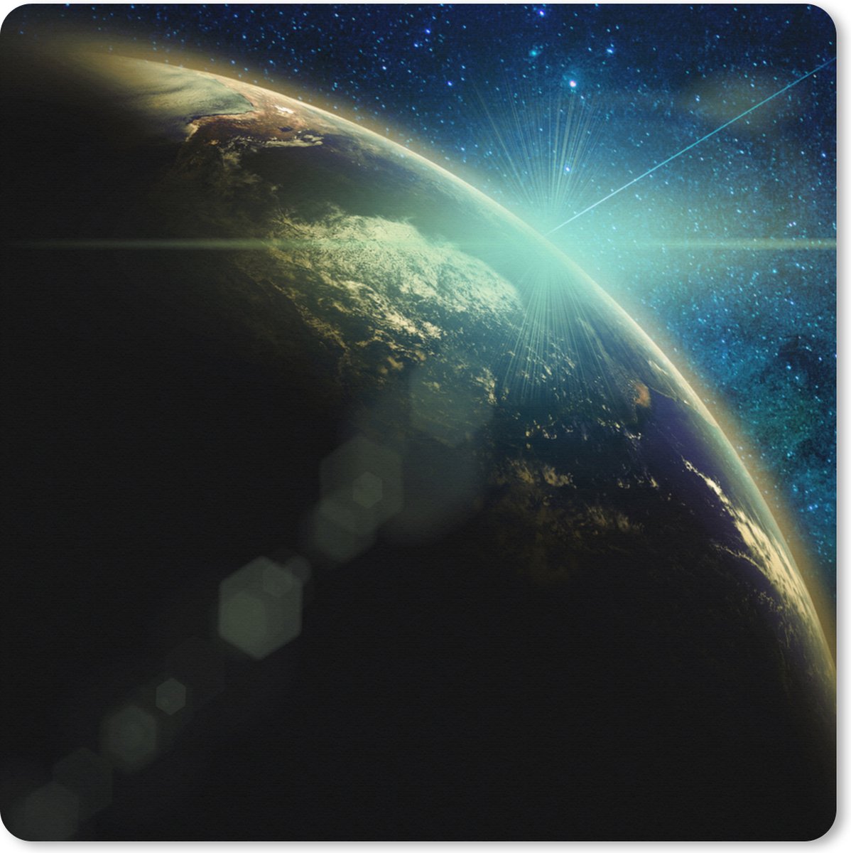 Muismat XXL 40x40 cm - Bureau onderlegger - Bureau mat Aarde - Melkweg - Sterren - Bureaumat - Gaming mousepad xl - Bureaulegger groot - Computer deskmat