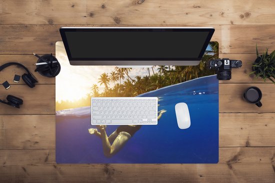 Muismat XXL 80x60 cm - Bureau onderlegger - Bureau mat Zee - Zwemmen - Eiland - Bureaumat - Gaming mousepad xl - Bureaulegger groot - Computer deskmat