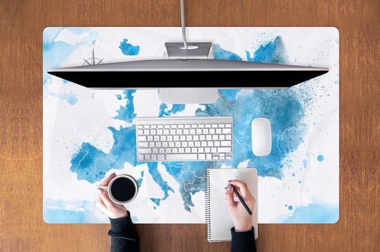 Tapis de souris XXL - Sous-main - Tapis de bureau - Aquarelle - Carte - Europe - 120x80 cm - Tapis de souris XXL