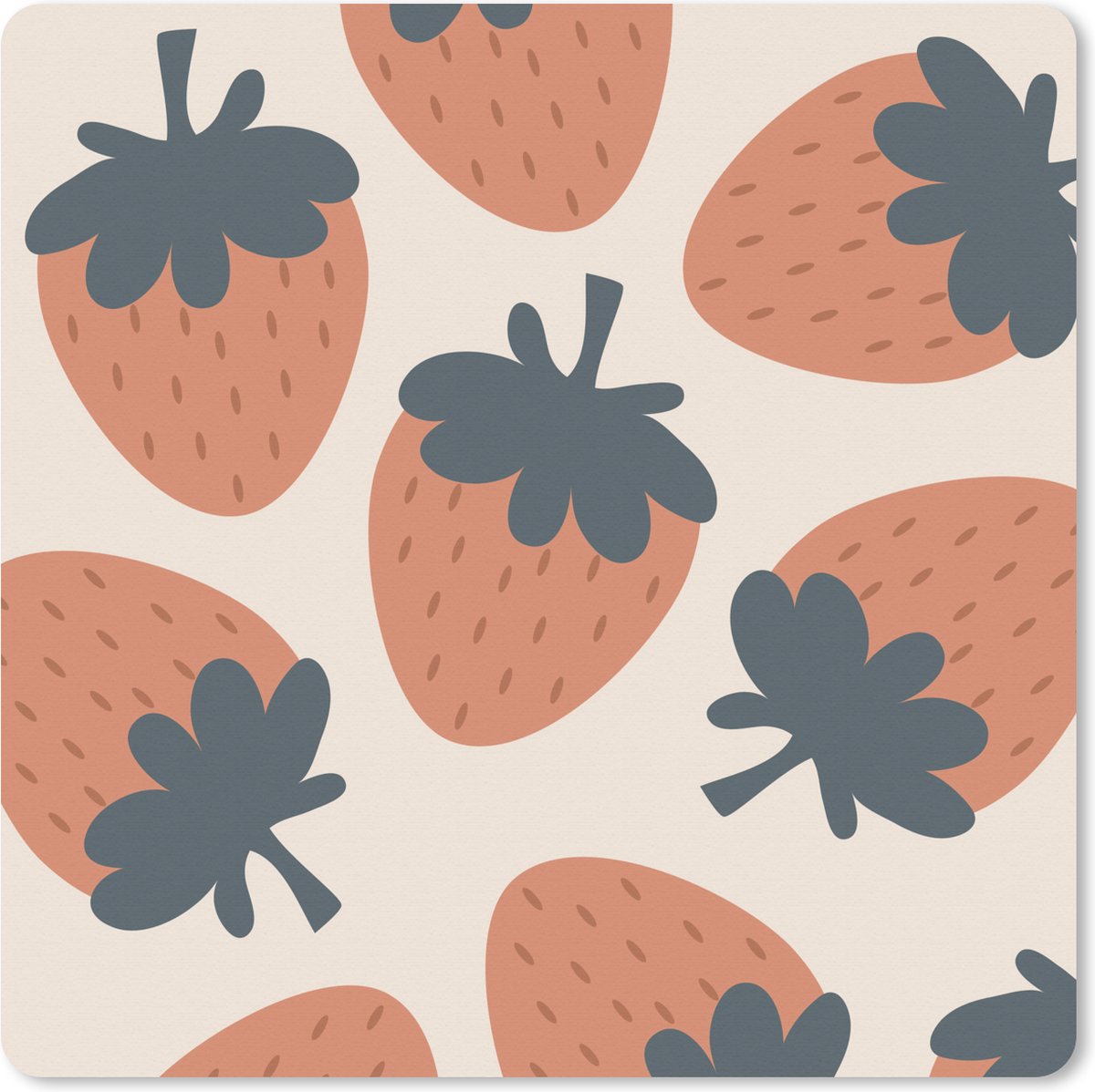 Muismat XXL 40x40 cm - Bureau onderlegger - Bureau mat Fruit - Pastel - Aardbei - Patronen - Bureaumat - Gaming mousepad xl - Bureaulegger groot - Computer deskmat