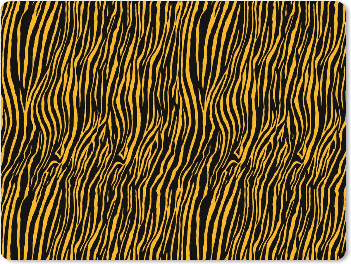 Muismat XXL - Bureau onderlegger - Bureau mat - Patronen - Tijgerprint - Oranje - 80x60 cm - XXL muismat