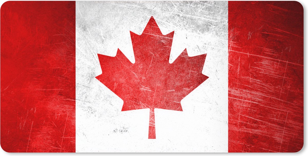 Muismat XXL 80x40 cm - Bureau onderlegger - Bureau mat Vlag van Canada op roestvrij staal - Bureaumat - Gaming mousepad xl - Bureaulegger groot - Computer deskmat