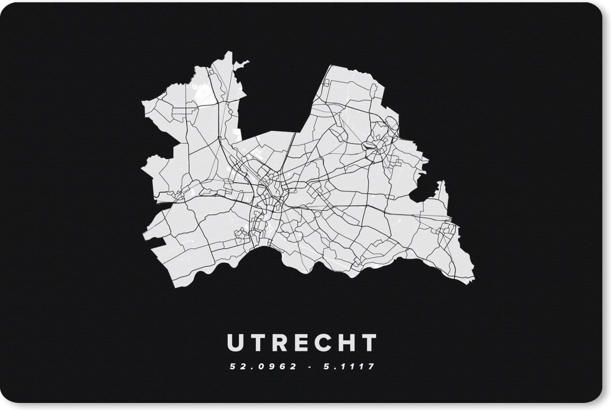 Muismat XXL 90x60 cm - Bureau onderlegger - Bureau mat Utrecht - Kaart - Nederland - Bureaumat - Gaming mousepad xl - Bureaulegger groot - Computer deskmat