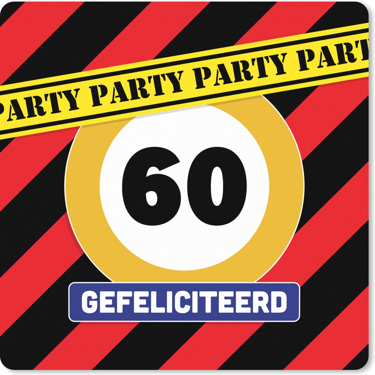 Muismat XXL 40x40 cm - Bureau onderlegger - Bureau mat Verjaardag - 60 Jaar - Strepen - Bureaumat - Gaming mousepad xl - Bureaulegger groot - Computer deskmat