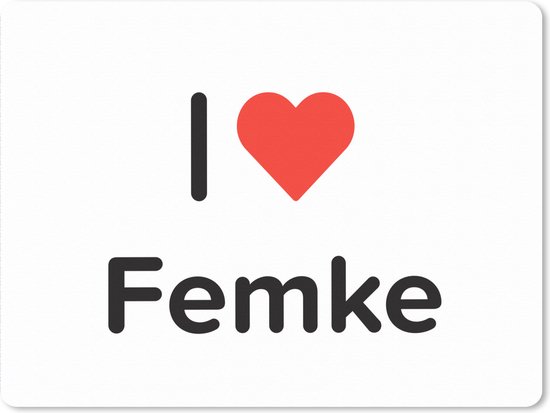Muismat XXL - Bureau onderlegger - Bureau mat - I love - Femke - Meisje - 80x60 cm - XXL muismat