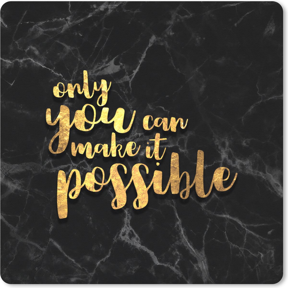 Muismat XXL 40x40 cm - Bureau onderlegger - Bureau mat Quote - Motivatie - Marmer print - Goud - Bureaumat - Gaming mousepad xl - Bureaulegger groot - Computer deskmat