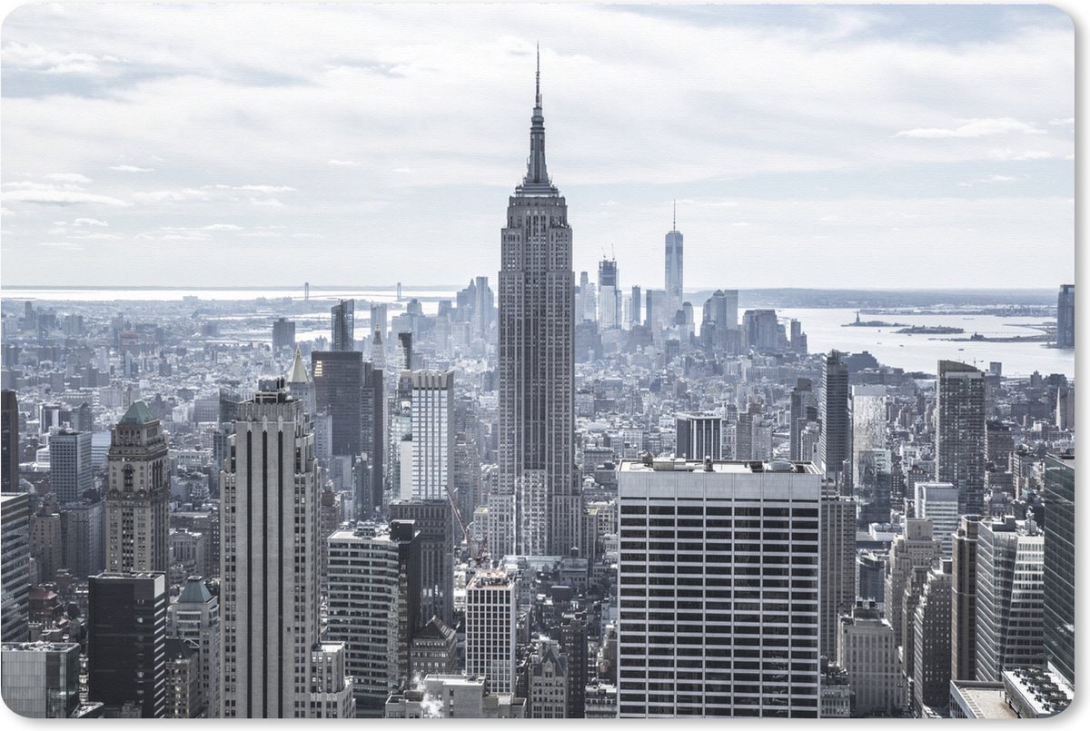 Muismat XXL 120x80 cm - Bureau onderlegger - Bureau mat Bewolkte hemel boven het Empire State Building in Amerika - Bureaumat - Gaming mousepad xl - Bureaulegger groot - Computer deskmat