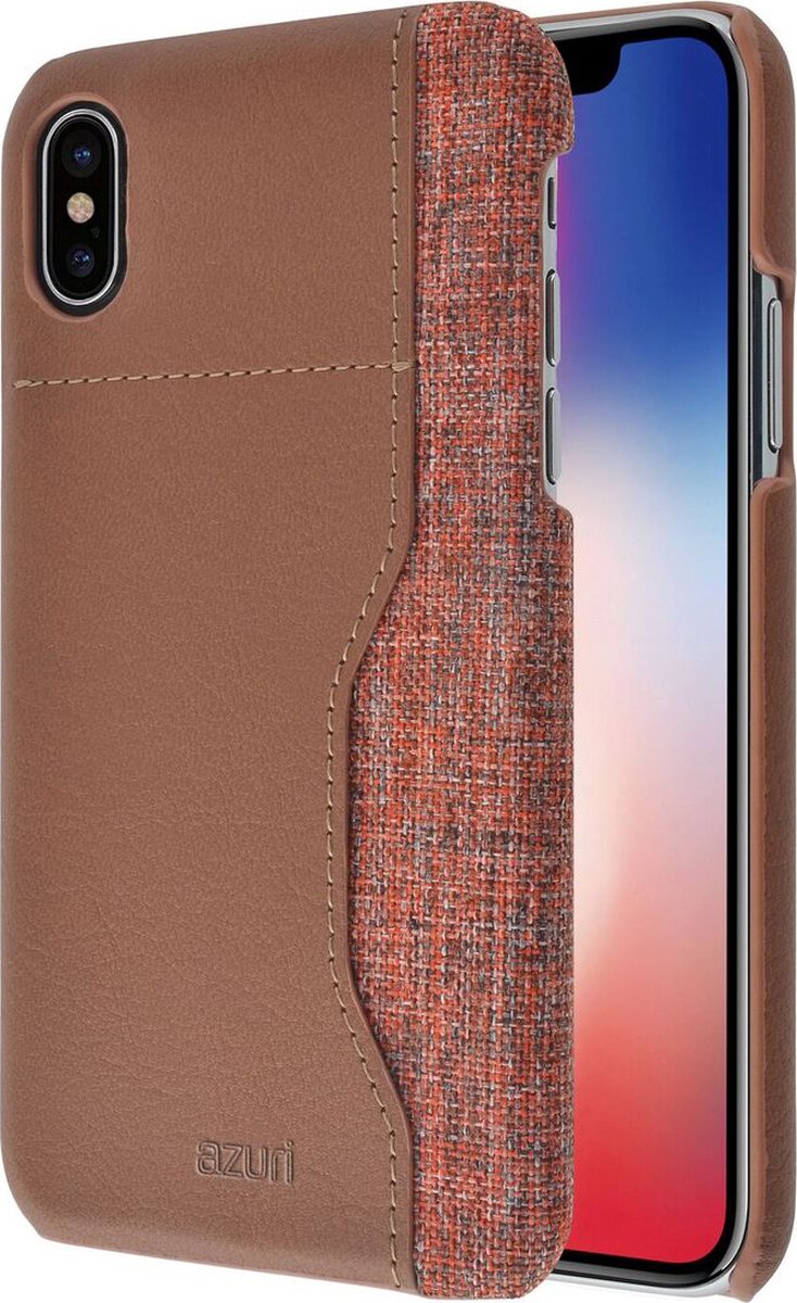 Azuri Elegante mix material cover - bruin - voor iPhone X/Xs
