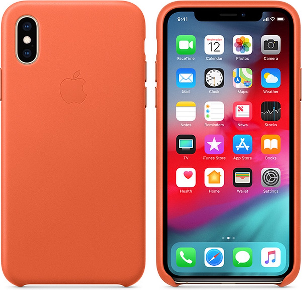 Apple - Leren Hoesje - iPhone Xs - Oranje
