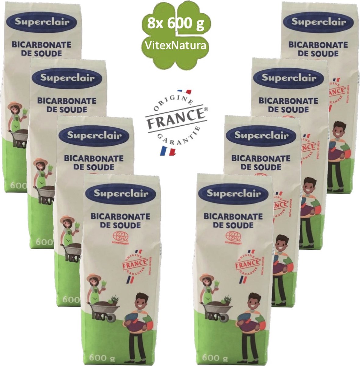 Superclair Natrium bicarbonaat poeder 8x600g | Bio schoonmaakmiddelen