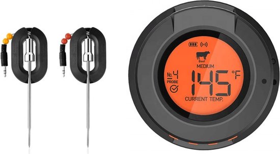 Digitale Bluetooth Dome thermometer met 2 probes en 4 poorten - waterdicht - ToGrill