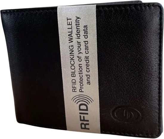 Leren LD billfold portemonnee - Portemonnee heren leer - zwart - compact - RFID beschermd