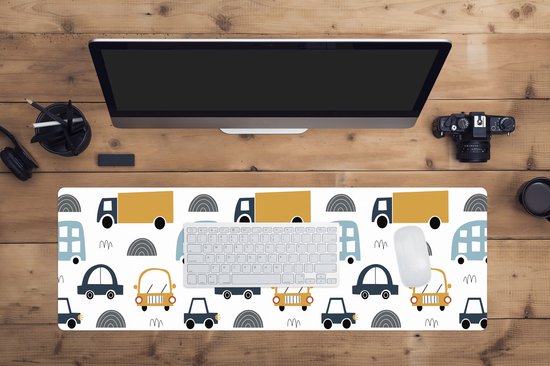 Muismat XXL 90x30 cm - Bureau onderlegger - Bureau mat Patroon - Jongens - Auto - Kind - Bureaumat - Gaming mousepad xl - Bureaulegger groot - Computer deskmat