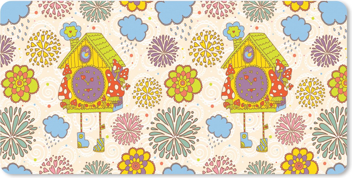 Muismat XXL 100x50 cm - Bureau onderlegger - Bureau mat Koekoeksklok - Patronen - Paddenstoel - Bloemen - Bureaumat - Gaming mousepad xl - Bureaulegger groot - Computer deskmat