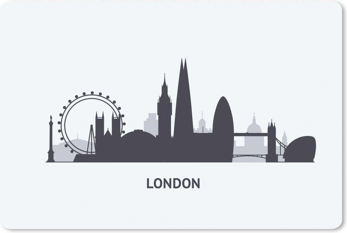 Muismat XXL 120x80 cm - Bureau onderlegger - Bureau mat Londen - Skyline - Engeland - Bureaumat - Gaming mousepad xl - Bureaulegger groot - Computer deskmat