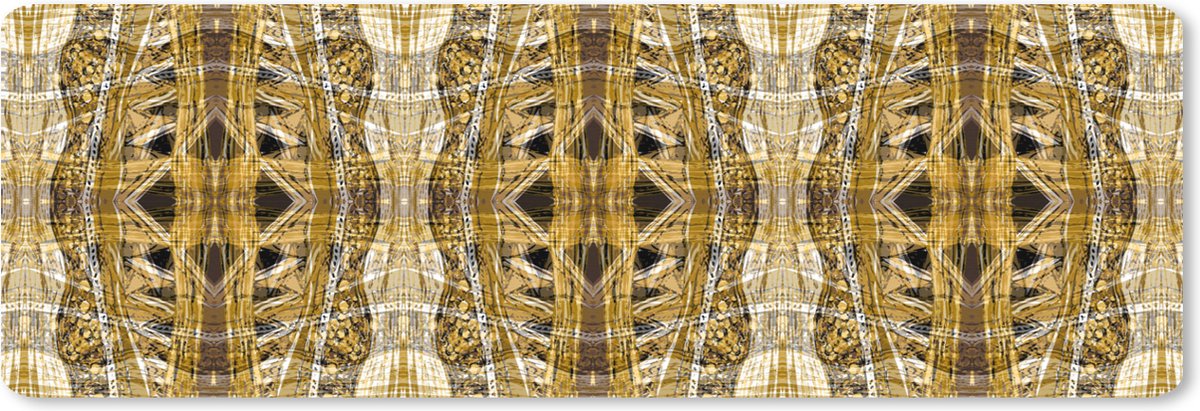 Muismat XXL - Bureau onderlegger - Bureau mat - Goud - Afrika - Patronen - Dieren - 90x30 cm - XXL muismat