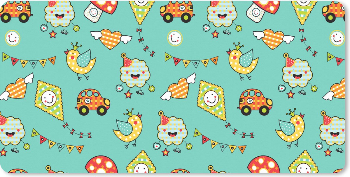 Muismat XXL 100x50 cm - Bureau onderlegger - Bureau mat Patroon - Kinderen - Auto - Vogel - Bureaumat - Gaming mousepad xl - Bureaulegger groot - Computer deskmat