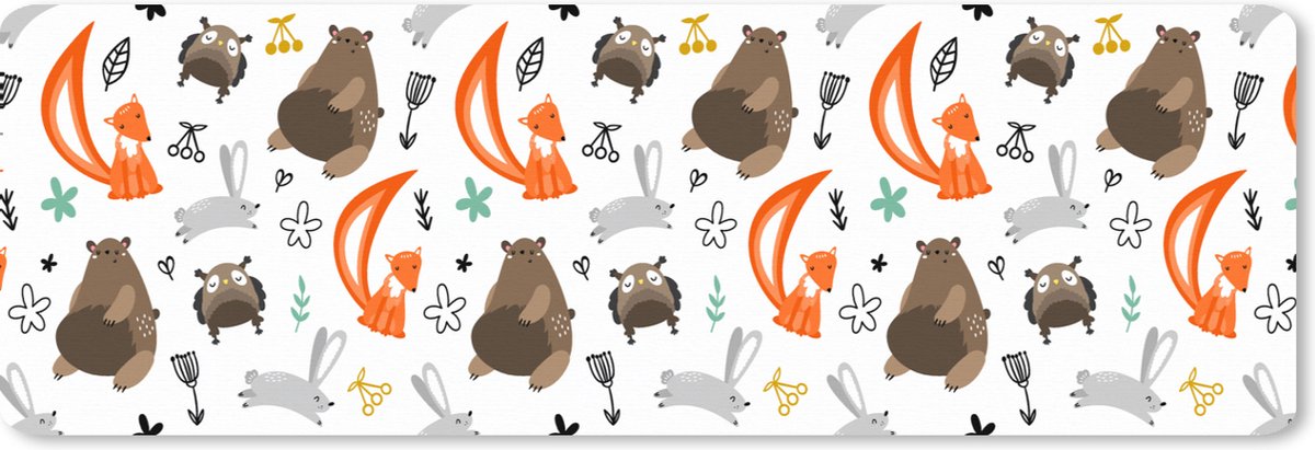 Muismat XXL 90x30 cm - Bureau onderlegger - Bureau mat Dieren - Bos - Patroon - Bureaumat - Gaming mousepad xl - Bureaulegger groot - Computer deskmat