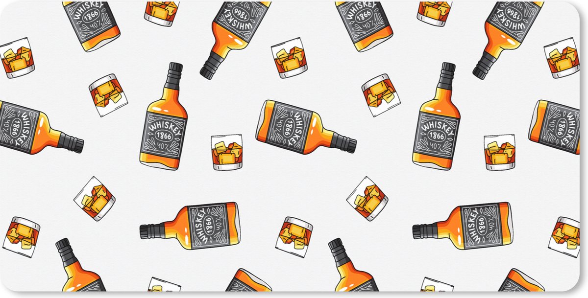 Muismat XXL 100x50 cm - Bureau onderlegger - Bureau mat Whiskey - Glas - Design - Bureaumat - Gaming mousepad xl - Bureaulegger groot - Computer deskmat
