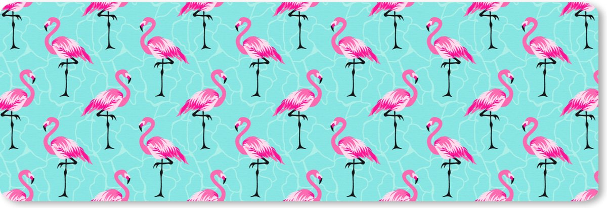 Muismat XXL - Bureau onderlegger - Bureau mat - Flamingo - Roze - Patroon - 90x30 cm - XXL muismat