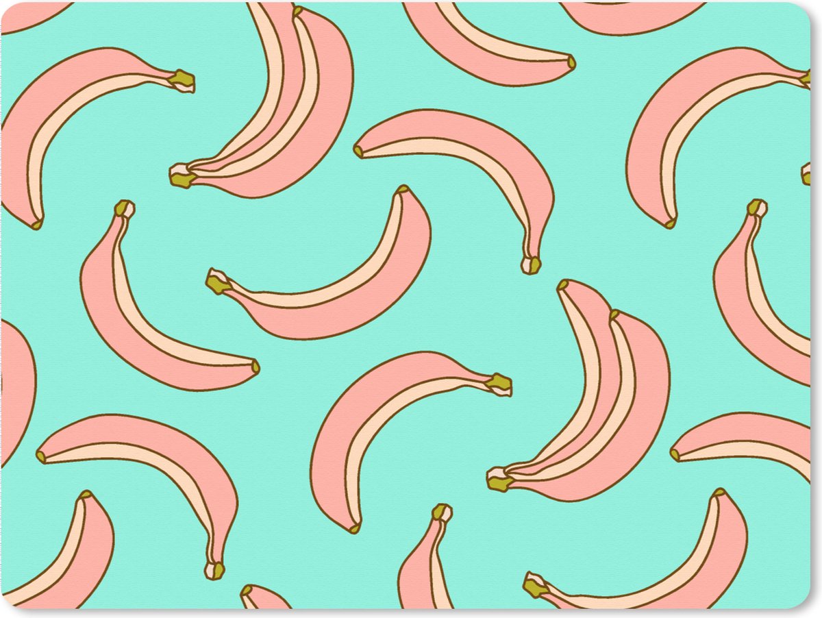 Muismat XXL 80x60 cm - Bureau onderlegger - Bureau mat Roze - Banaan - Fruit - Patronen - Bureaumat - Gaming mousepad xl - Bureaulegger groot - Computer deskmat