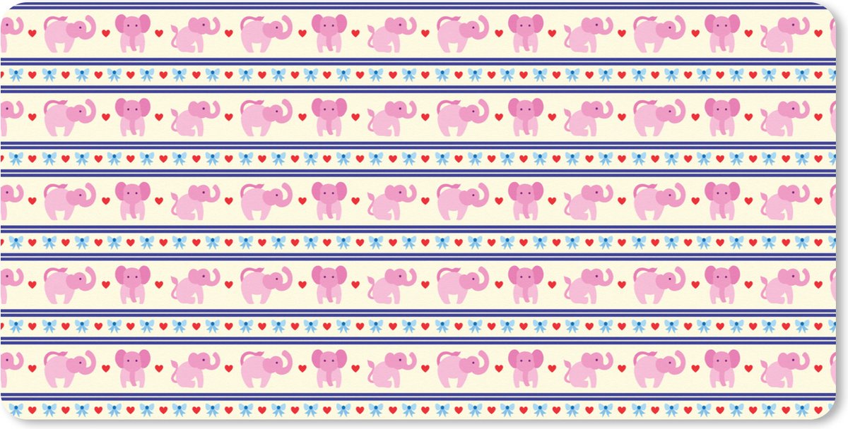 Muismat XXL 120x60 cm - Bureau onderlegger - Bureau mat Roze - Olifant - Lijn - Design - Bureaumat - Gaming mousepad xl - Bureaulegger groot - Computer deskmat