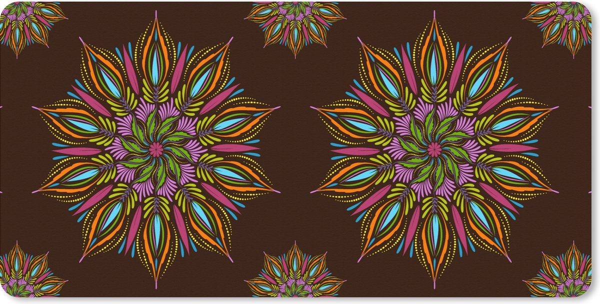 Muismat XXL 90x45 cm - Bureau onderlegger - Bureau mat Mandala - Design - Bohemian - Bureaumat - Gaming mousepad xl - Bureaulegger groot - Computer deskmat