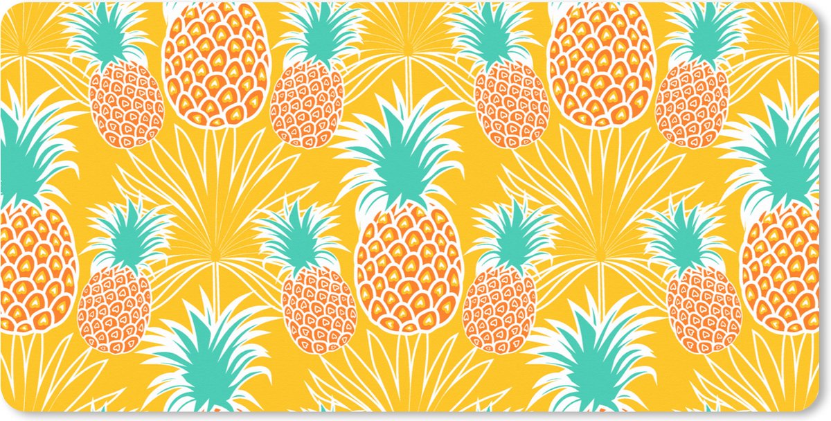 Muismat XXL 100x50 cm - Bureau onderlegger - Bureau mat Jungle - Ananas - Fruit - Design - Bureaumat - Gaming mousepad xl - Bureaulegger groot - Computer deskmat