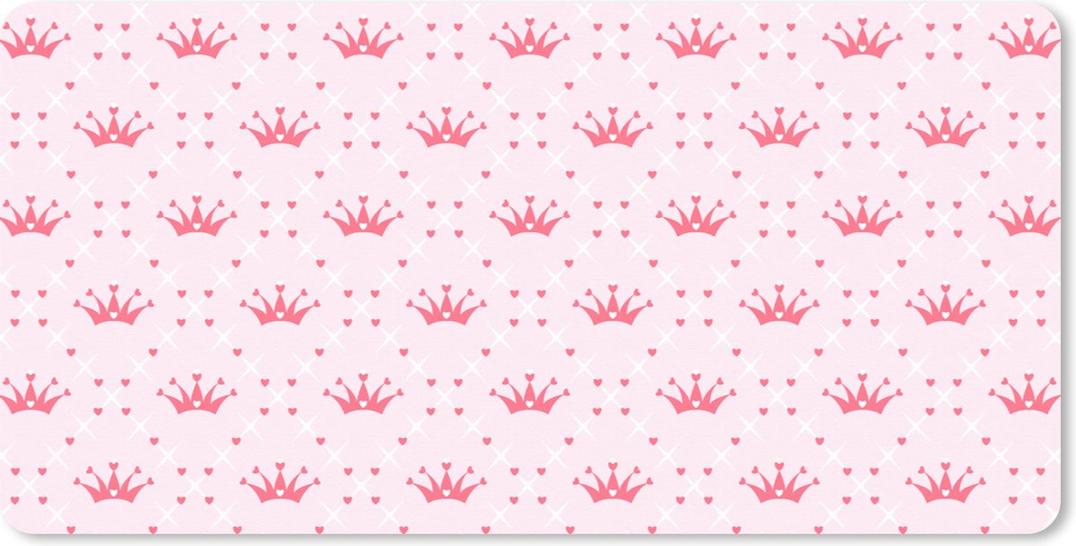 Muismat XXL 120x60 cm - Bureau onderlegger - Bureau mat Kroon - Patroon - Roze - Bureaumat - Gaming mousepad xl - Bureaulegger groot - Computer deskmat