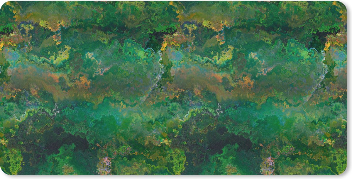Muismat XXL - Bureau onderlegger - Bureau mat - Patronen - Abstract - Verf - Groen - 80x40 cm - XXL muismat