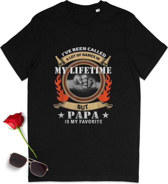 T shirt voor papa - Vader tshirt - Heren t-shirt met print opdruk - Vaderdag cadeau - tShirt mannen - Maten: S M L XL XXL XXXL - Shirt kleur: Zwart.