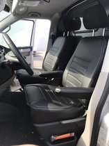 Pasvorm stoelhoezen set (stoel en stoel) Volkswagen Transporter T6 2015 t/m heden - Kunst leer zwart