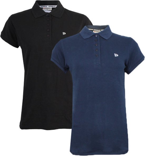 2-Pack Donnay Polo Pique Lisa - Poloshirt - Dames - Maat 3XL - Zwart & Navy (919)