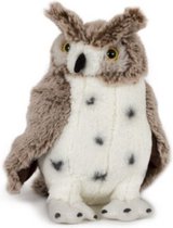 Pluche oehoe uil bruin/wit uilen knuffel 20 cm - Vogels knuffeldieren - Speelgoed voor kind