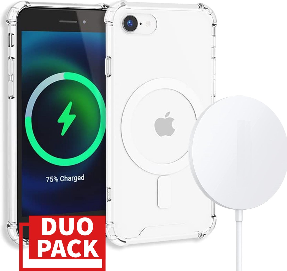 iPhone 7 MagSafe Oplader + Transparant UltraHD Hoesje - MagSafe Snellader -  Wireless... | bol.com