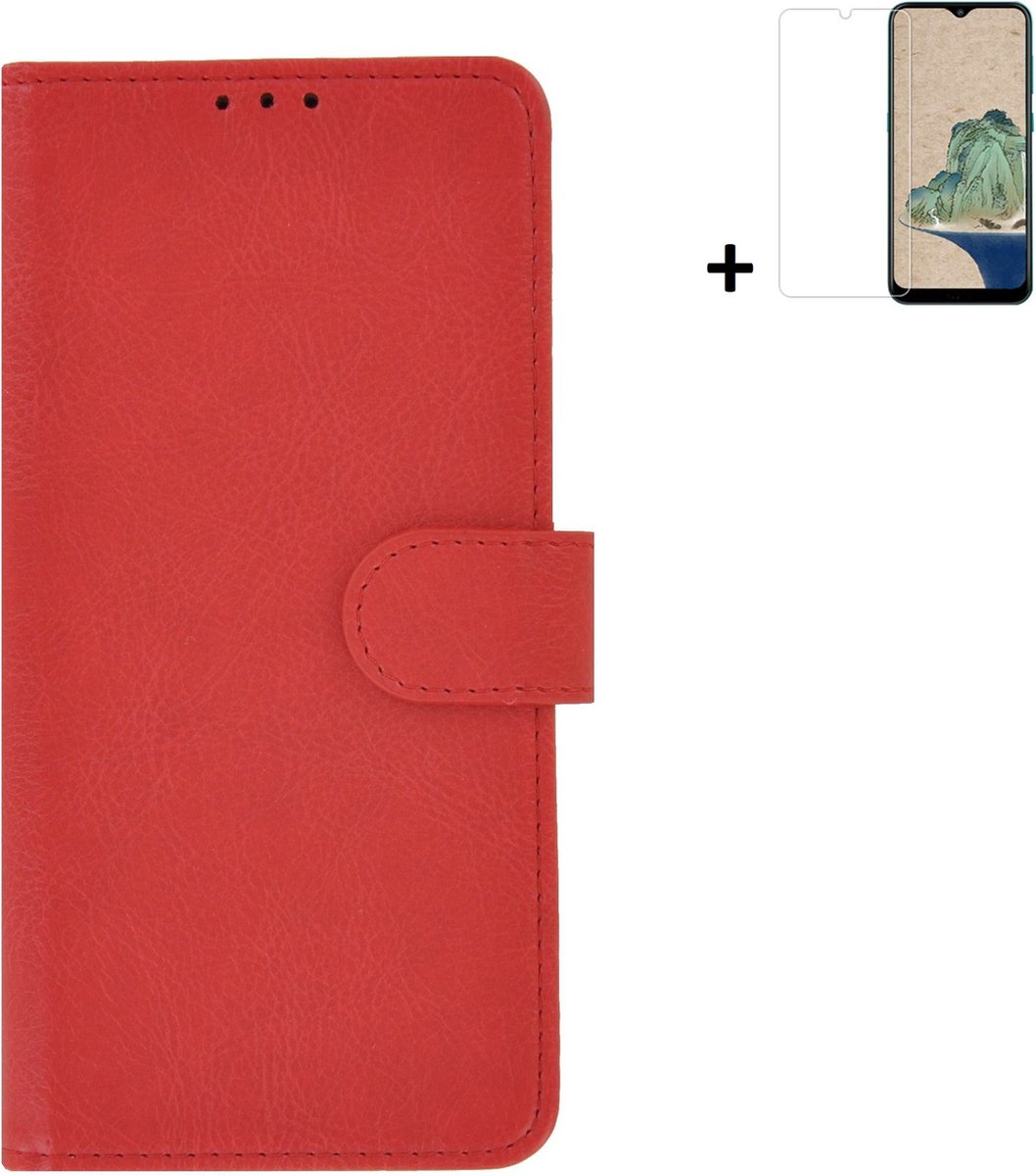 MoDo hoesje Geschikt voor Nokia G11/ G21 - Kunstleer Book Case - Rood hoesje met screenprotector