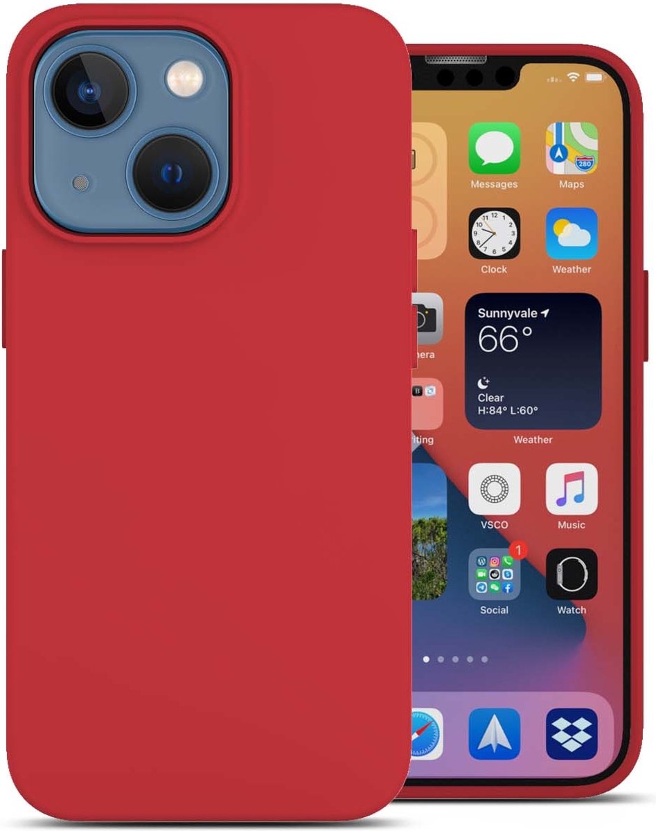 oTronica Geschikt voor iPhone 13 Mini hoesje Rood - Geschikt voor iPhone 13 Mini hoesje - hoesje Geschikt voor iPhone 13 Mini - 13 Mini hoesje - 13 hoesje - hoesje Geschikt voor iPhone 13 mini - hoesje 13 mini - siliconen hoesje - Rood - oTronica