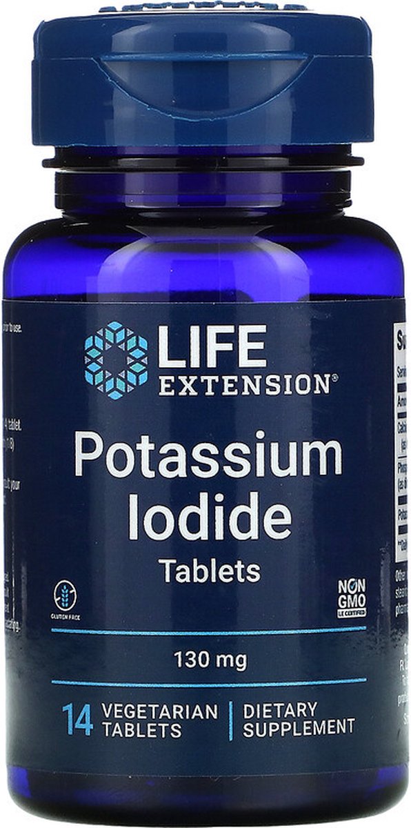 Potassium Iodide Tablets, 130 mg, 14 Vegetarian Tablets | bol.com