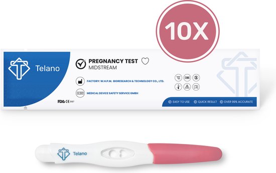 Telano Zwangerschapstest Extra Vroeg Hartjesvenster - 10 stuks Zwangerschapstesten Midstream