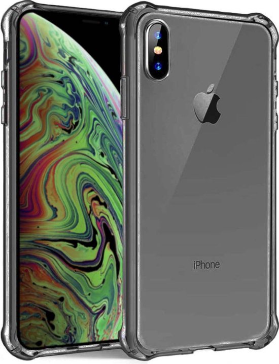 Smartphonica iPhone X/Xs transparant siliconen hoesje - Zwart / Back Cover geschikt voor Apple iPhone X/10;Apple iPhone Xs