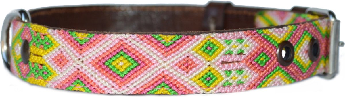 Bohemi Ibiza honden halsband, maat Medium, 34 - 43cm, Leer