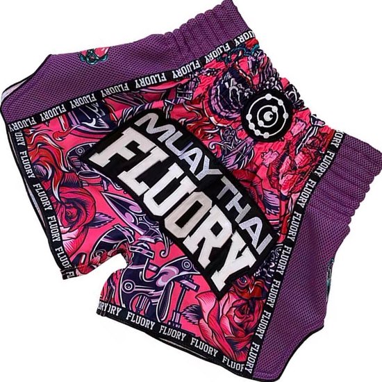 Fluory Muay Thai Kickboxing Shorts Pink Roses taille S