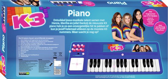 K3 Speelgoedinstrument - Piano met drumpad - Met fragmenten van 5 K3 liedjes - Inclusief batterijen - K3