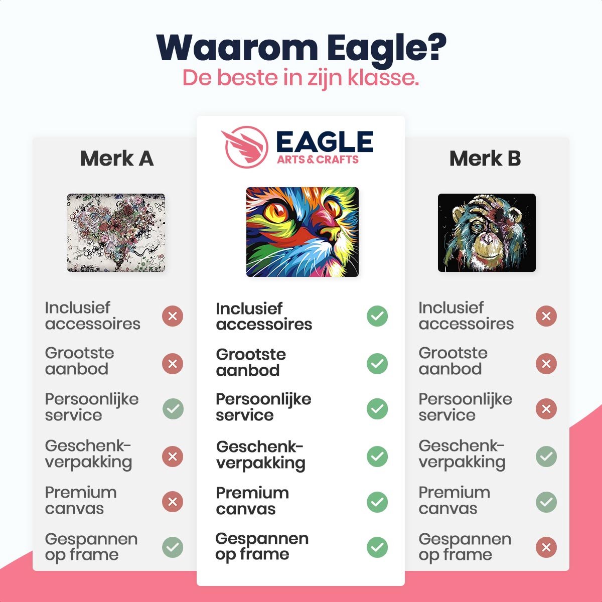 Eagle® Schilderen op Nummer Volwassenen - Gekleurde Kat - Gespannen op Houten Frame - 50x40cm — afbeelding 5