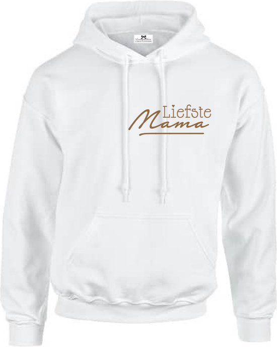 Dames hoodie-moederdag cadeau-wit-liefste mama-Maat M