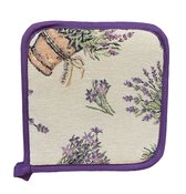 Pannenlap - luxe gobelinstof - Aspic - all - Lavendel - paarse rand - 20 x 20 cm